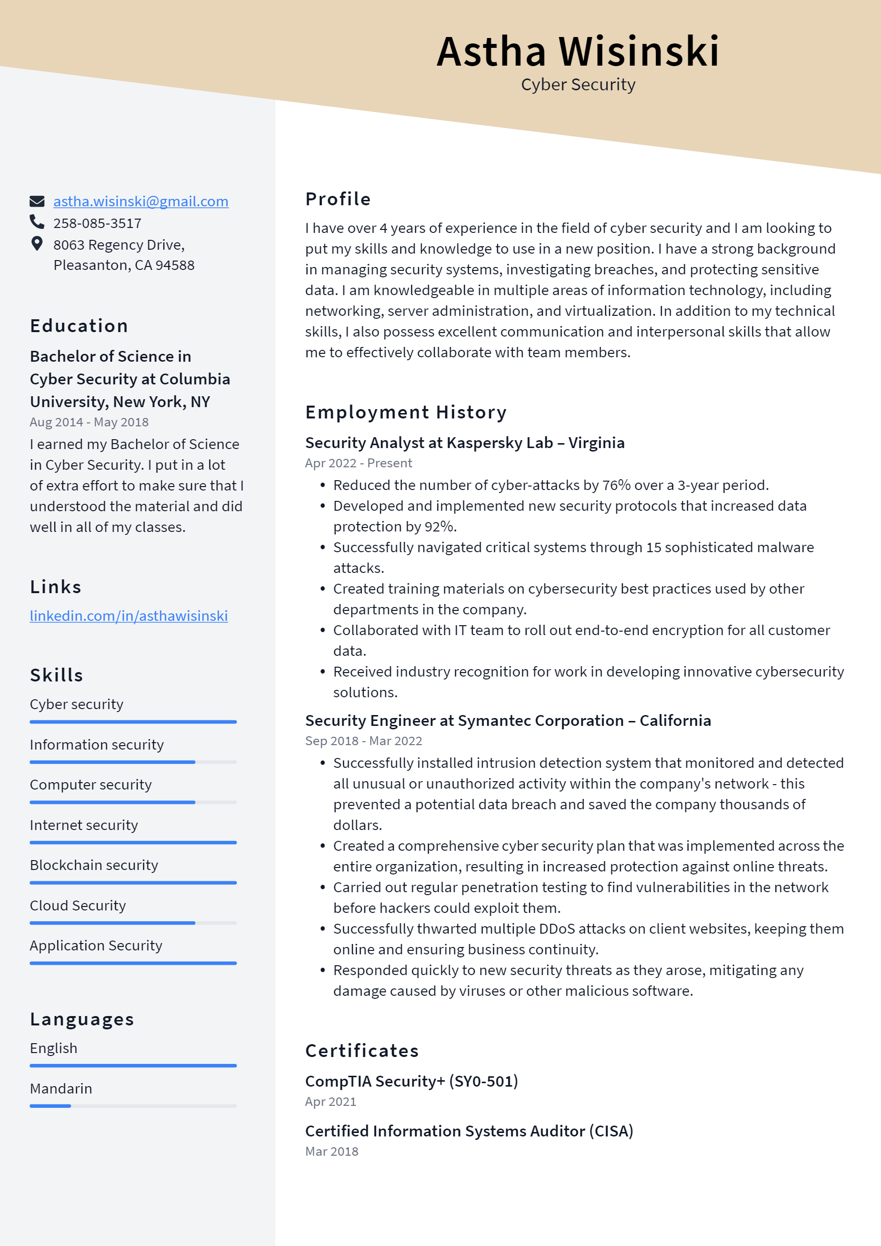 Cyber Security Resume Example And Writing Guide ResumeLawyer