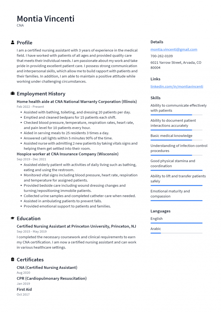 CNA Resume Example and Writing - Cna Resume Example 768x1086 