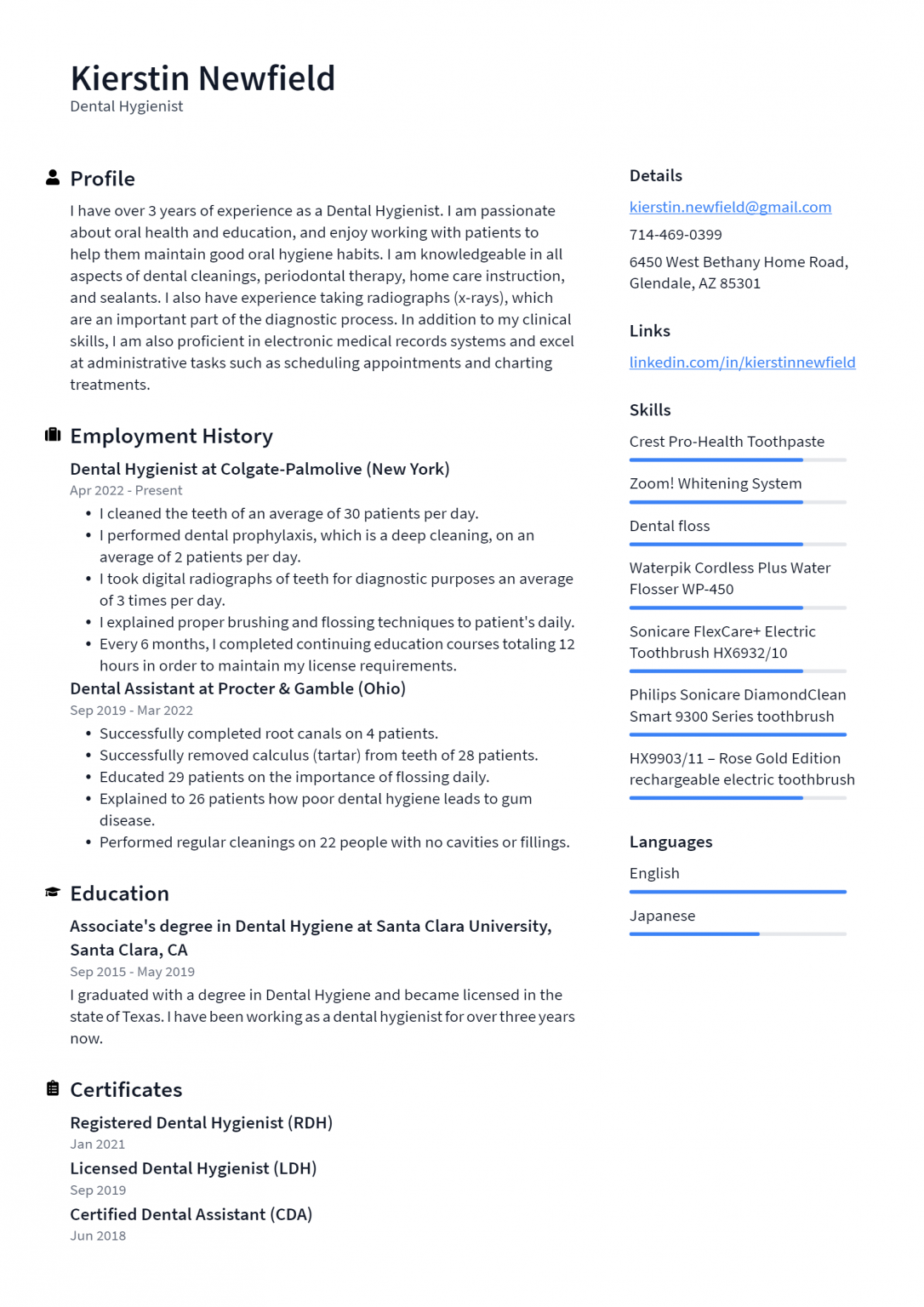 Dental Hygienist Resume Example and Writing Guide - ResumeLawyer