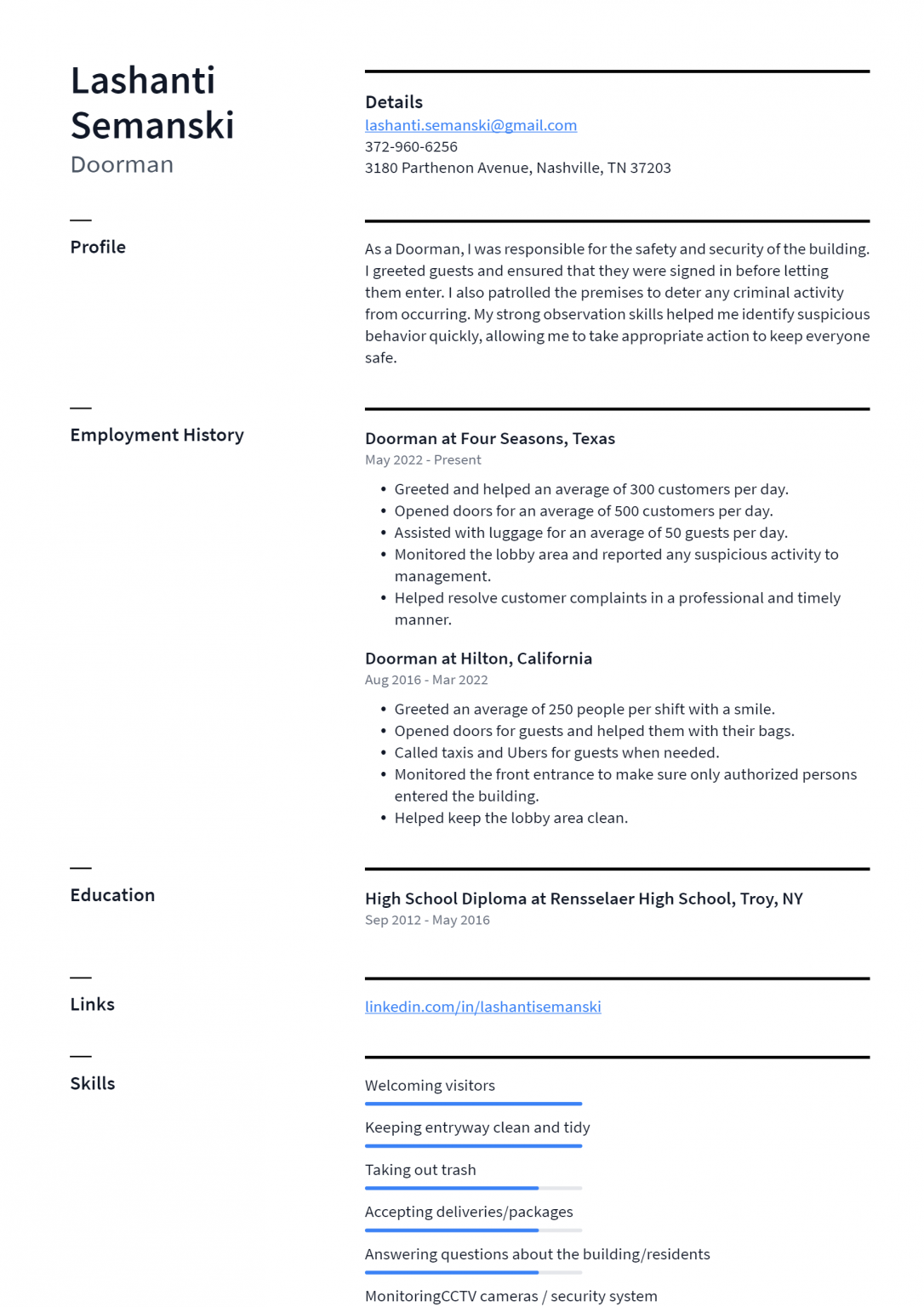 Doorman Resume Example and Writing - Doorman Resume Example 1086x1536 