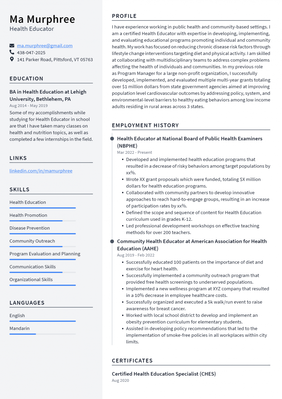 Health Educator Resume Example And Writing Guide - Resumelawyer