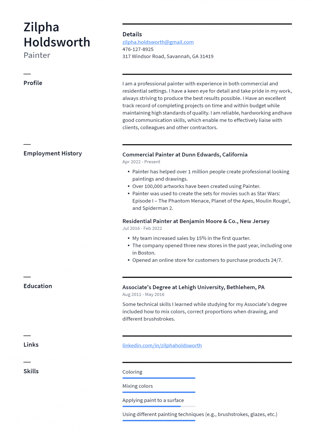 Painter Resume Example and Writing - Painter Resume Example 1086x1536 