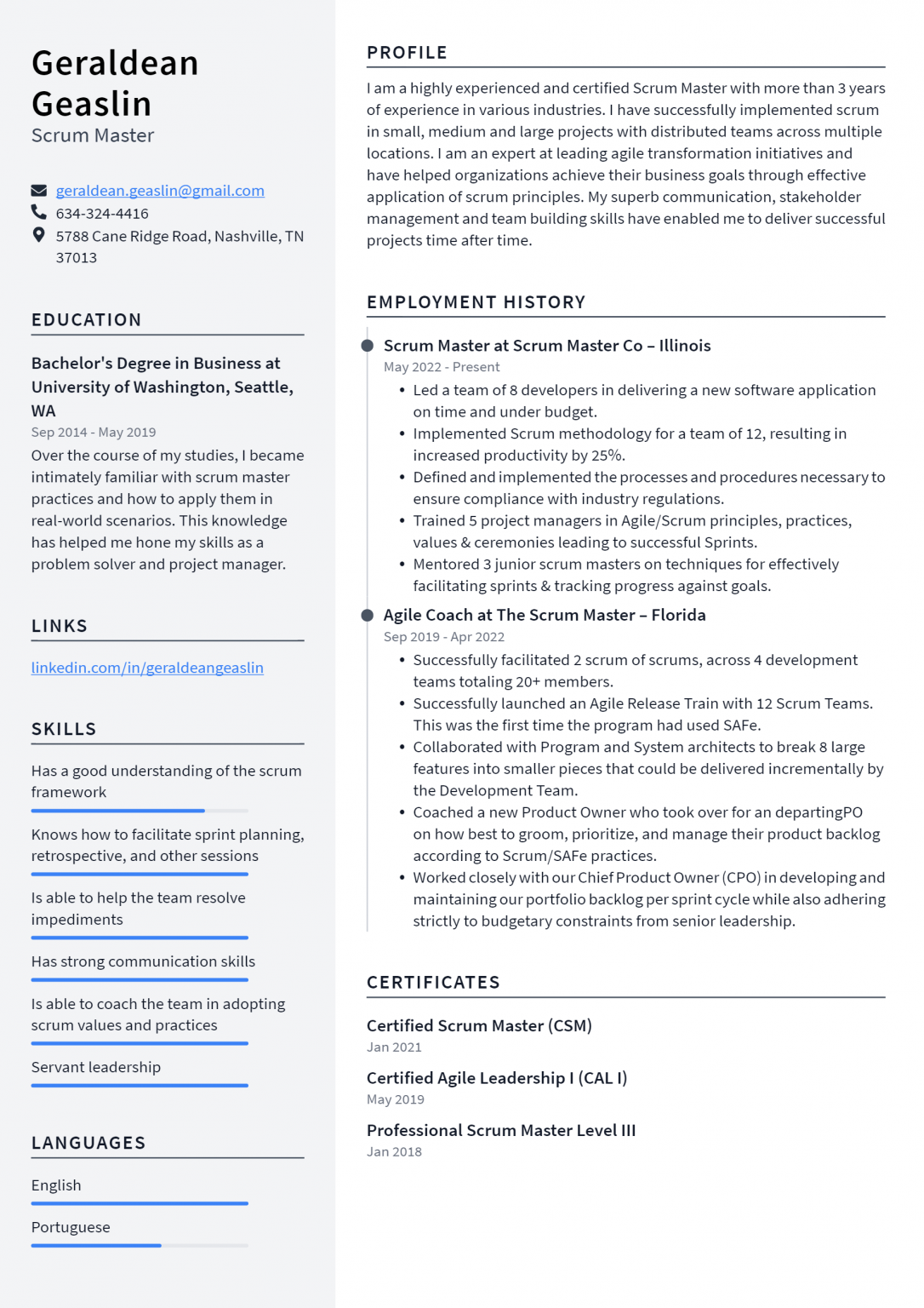 Scrum Master Resume Example and - Scrum Master Resume Example 1086x1536 