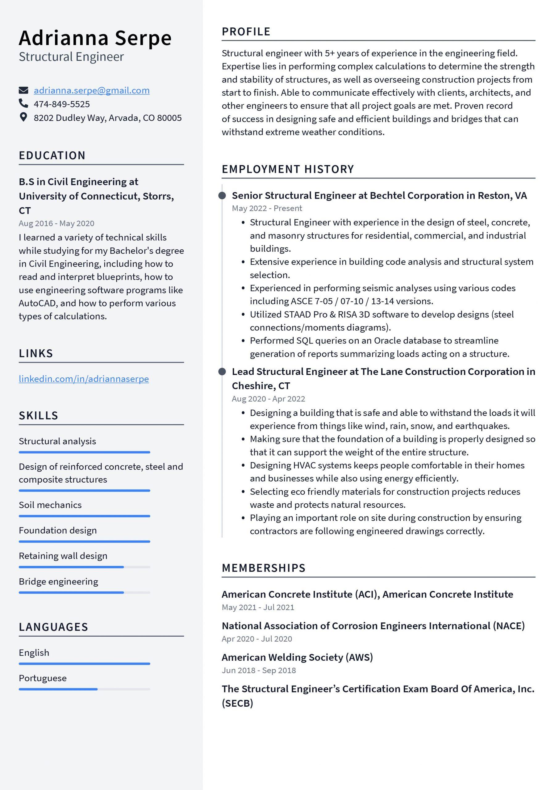 Structural Engineer Resume Example and Writing Guide - ResumeLawyer